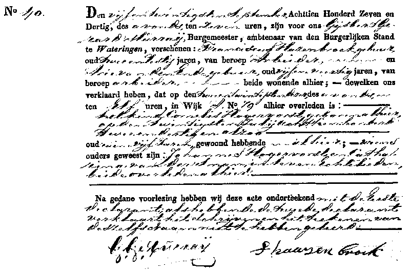 18370925 ovl akte 40 Cornelis zv J Hogervorst - C vd Sman